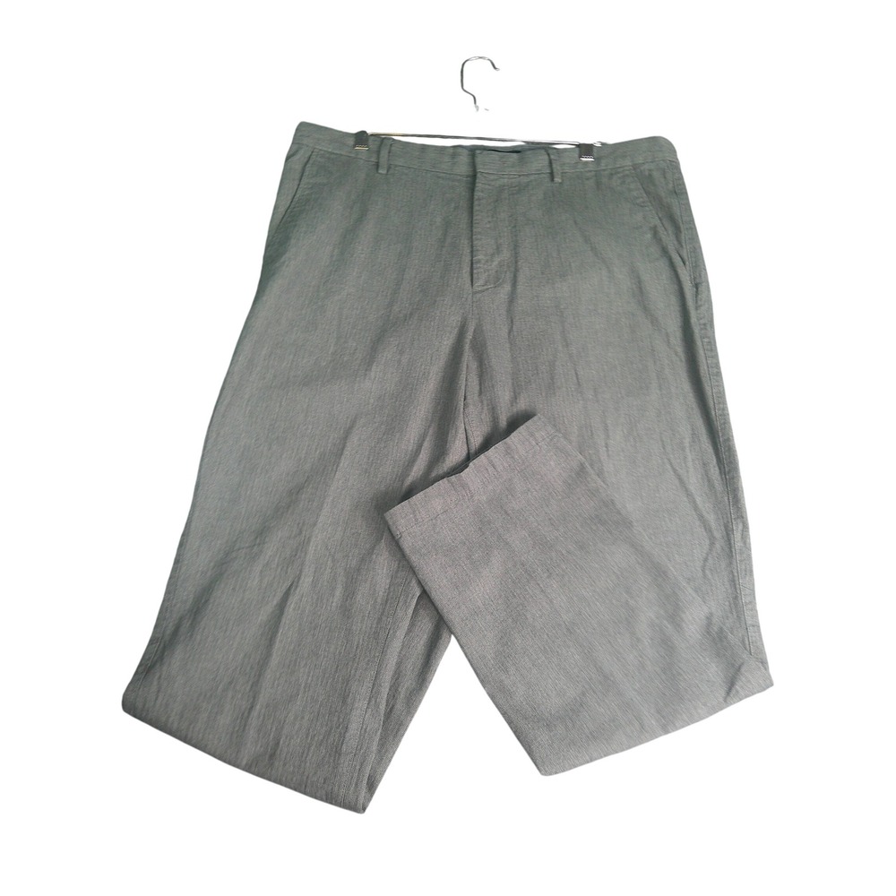Banana Republic Kentfield Pants Men's 38x32 Gray Herringbone 100% Cotton Chinos